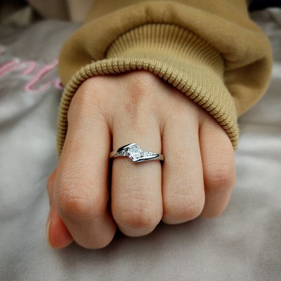 Sterling Silver Crystal Bridal Ring - Picture 2 of 3